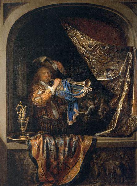 Gerard Dou Trumpet-Player in front of a Banquet China oil painting art